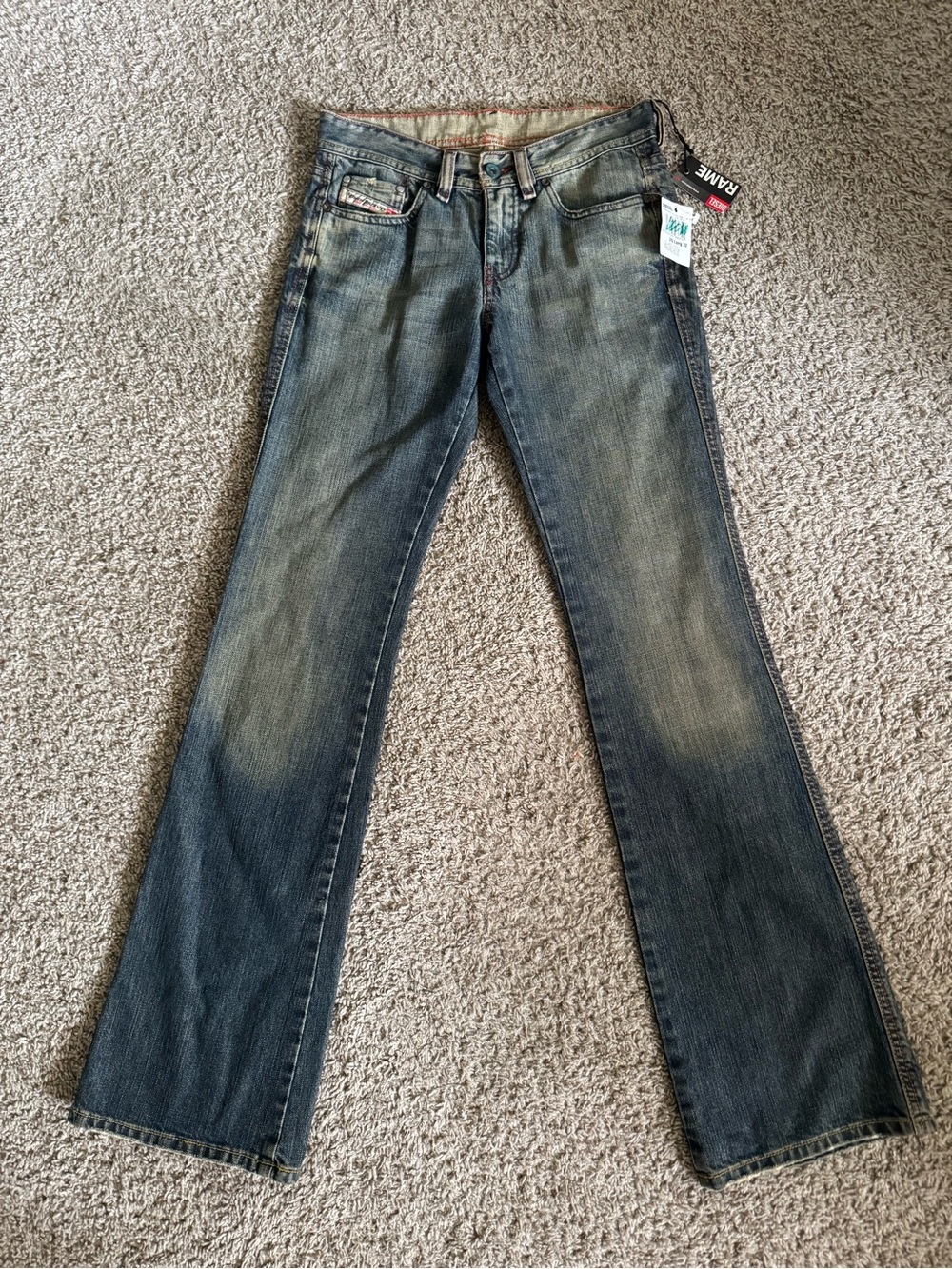 NWT Diesel Rame Bootcut Jeans Denim 25 Long 32 Italy Y2K Medium Wash Cotton